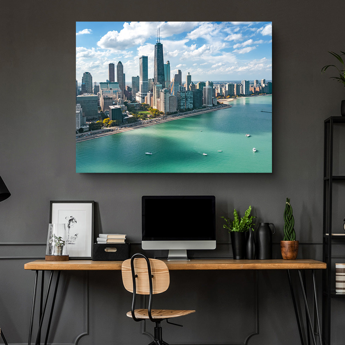 Chicago Skyline Aerial Wall Art