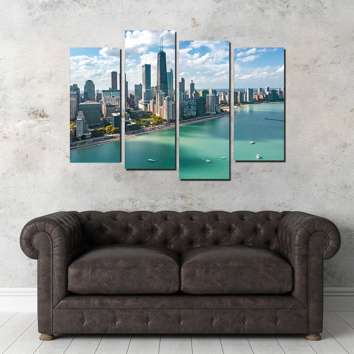 Chicago Skyline Aerial Wall Art