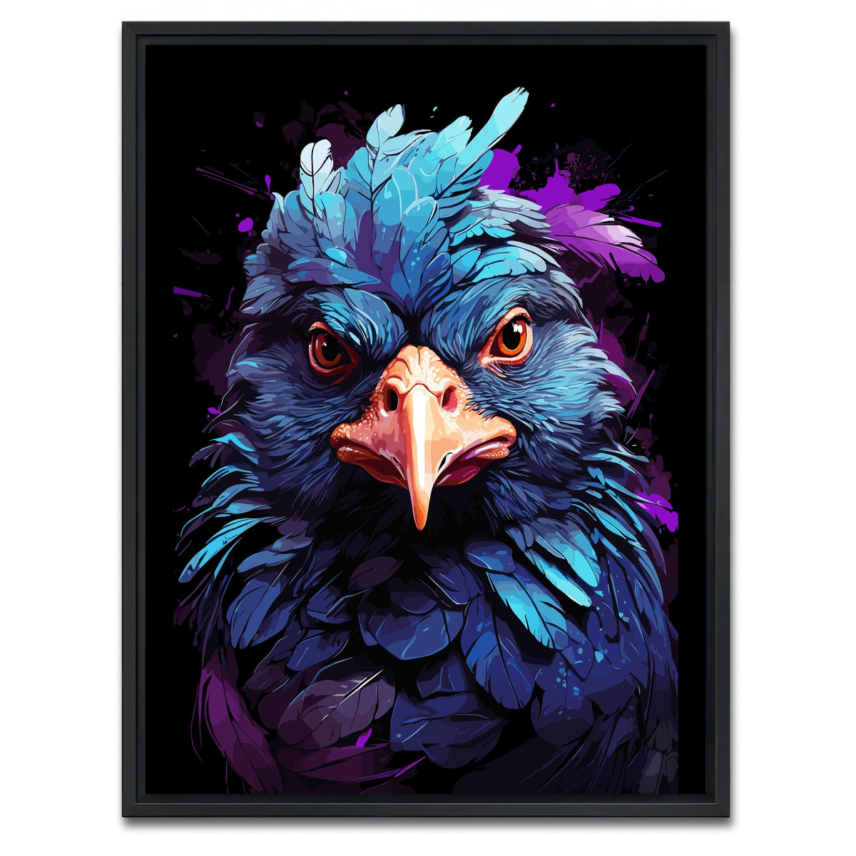 AUTO-MOCKUP WHITE | Chicken Animal Colorful | 1 Piece | Black Framed Canvas | group=3x4