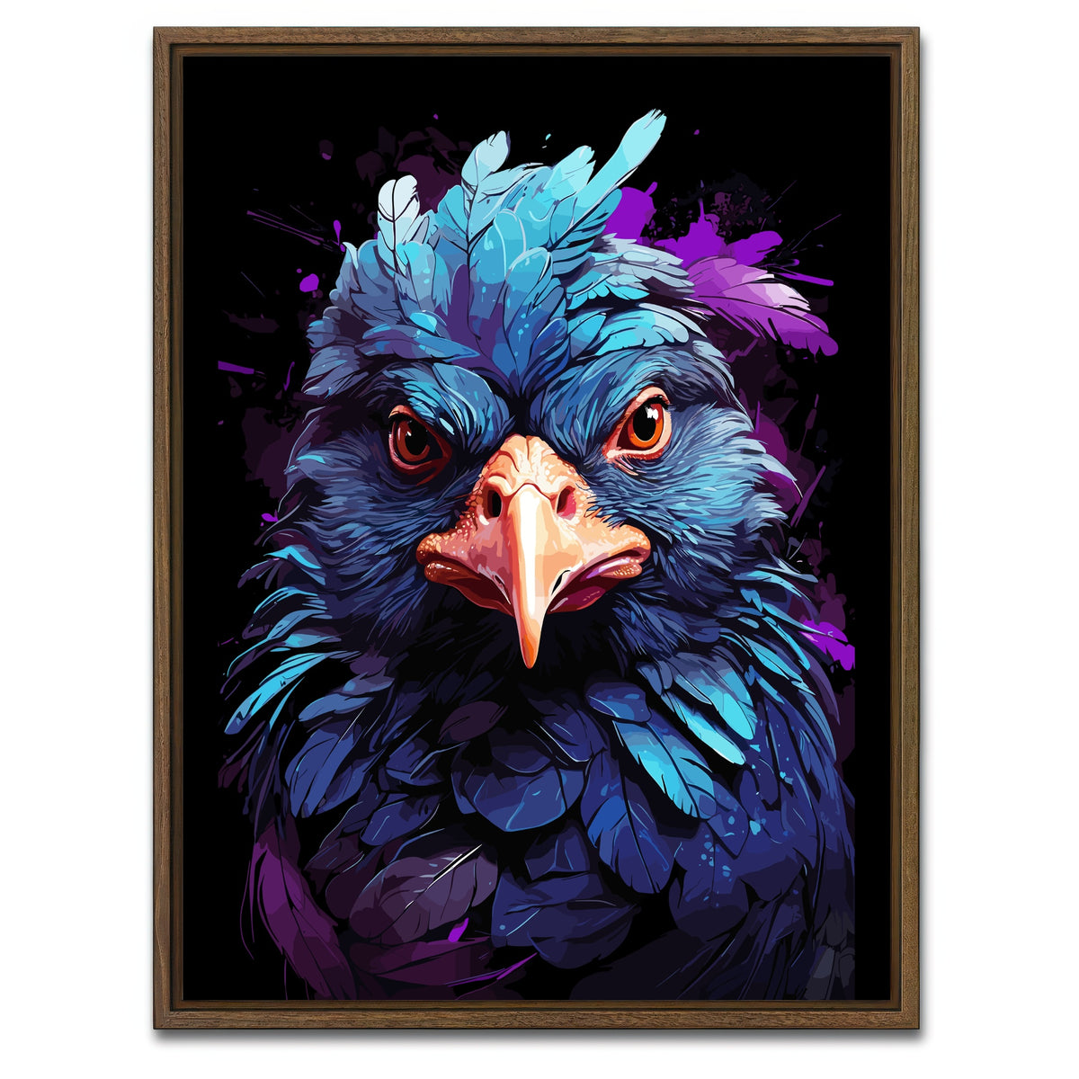 AUTO-MOCKUP WHITE | Chicken Animal Colorful | 1 Piece | Walnut Framed Canvas | group=3x4