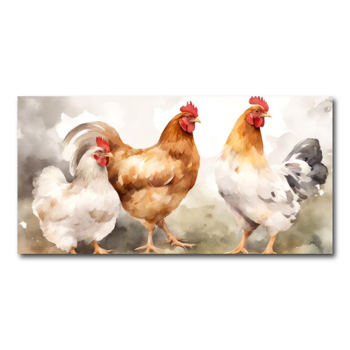AUTO-MOCKUP WHITE | Chicken watercolor | 1 Piece | Gallery Wrap Canvas | group=2x1