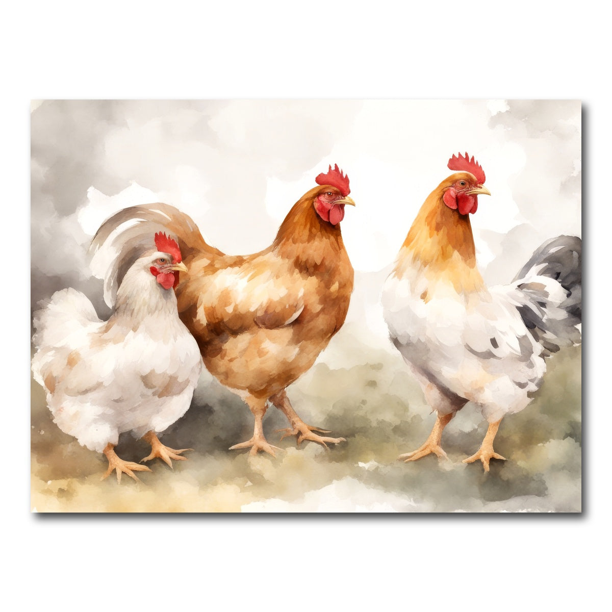 AUTO-MOCKUP WHITE | Chicken watercolor | 1 Piece | Gallery Wrap Canvas | group=4x3