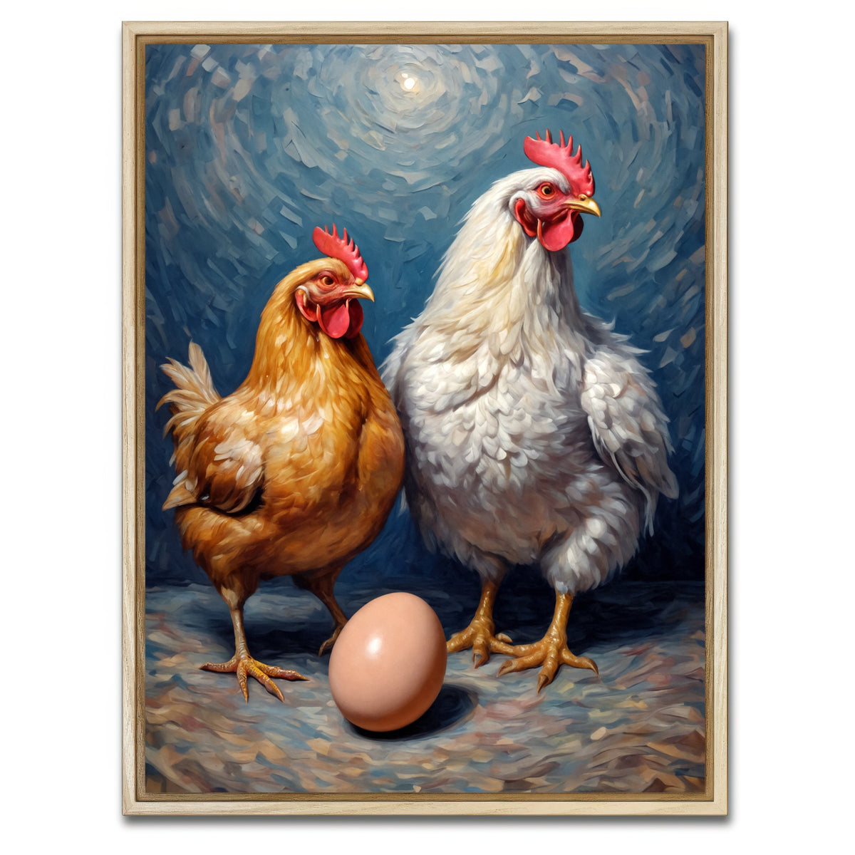 AUTO-MOCKUP WHITE | Chickens and Egg | 1 Piece | Natural Framed Canvas | group=3x4