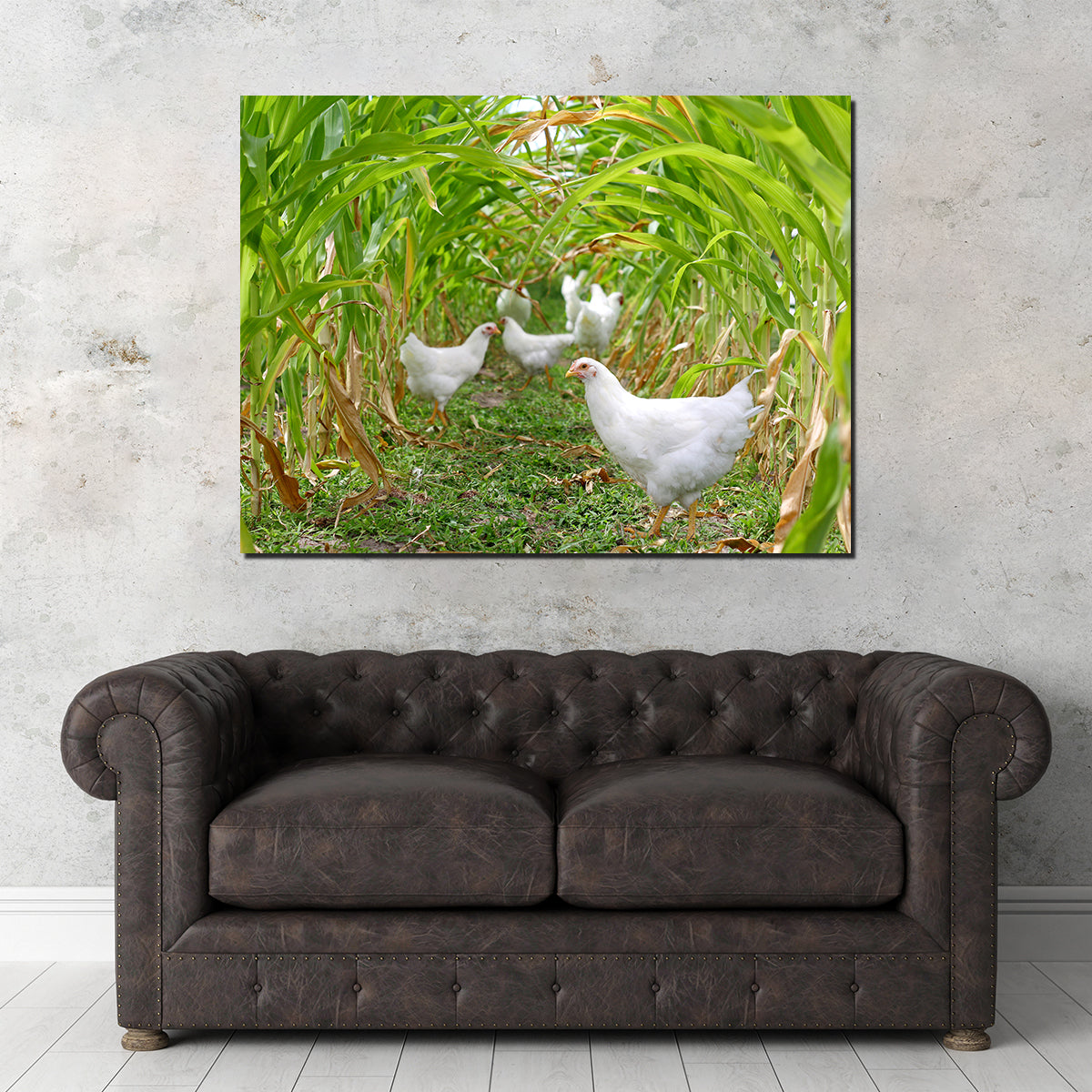 Chickens in Corn Field Wall Art