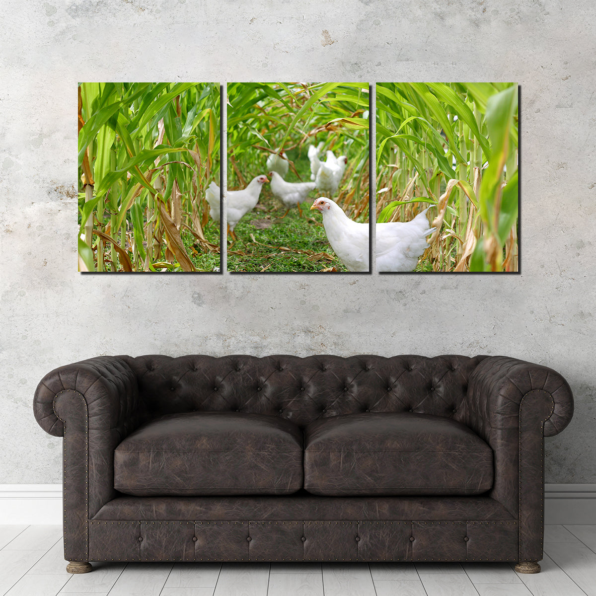 Chickens in Corn Field Wall Art