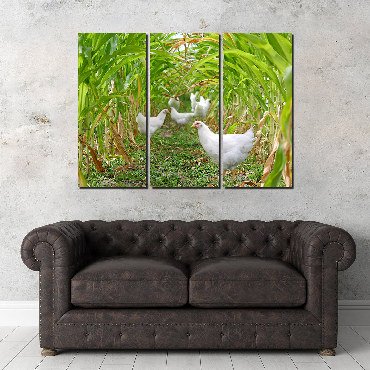 Chickens in Corn Field Wall Art