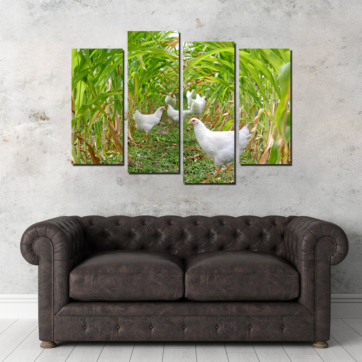 Chickens in Corn Field Wall Art