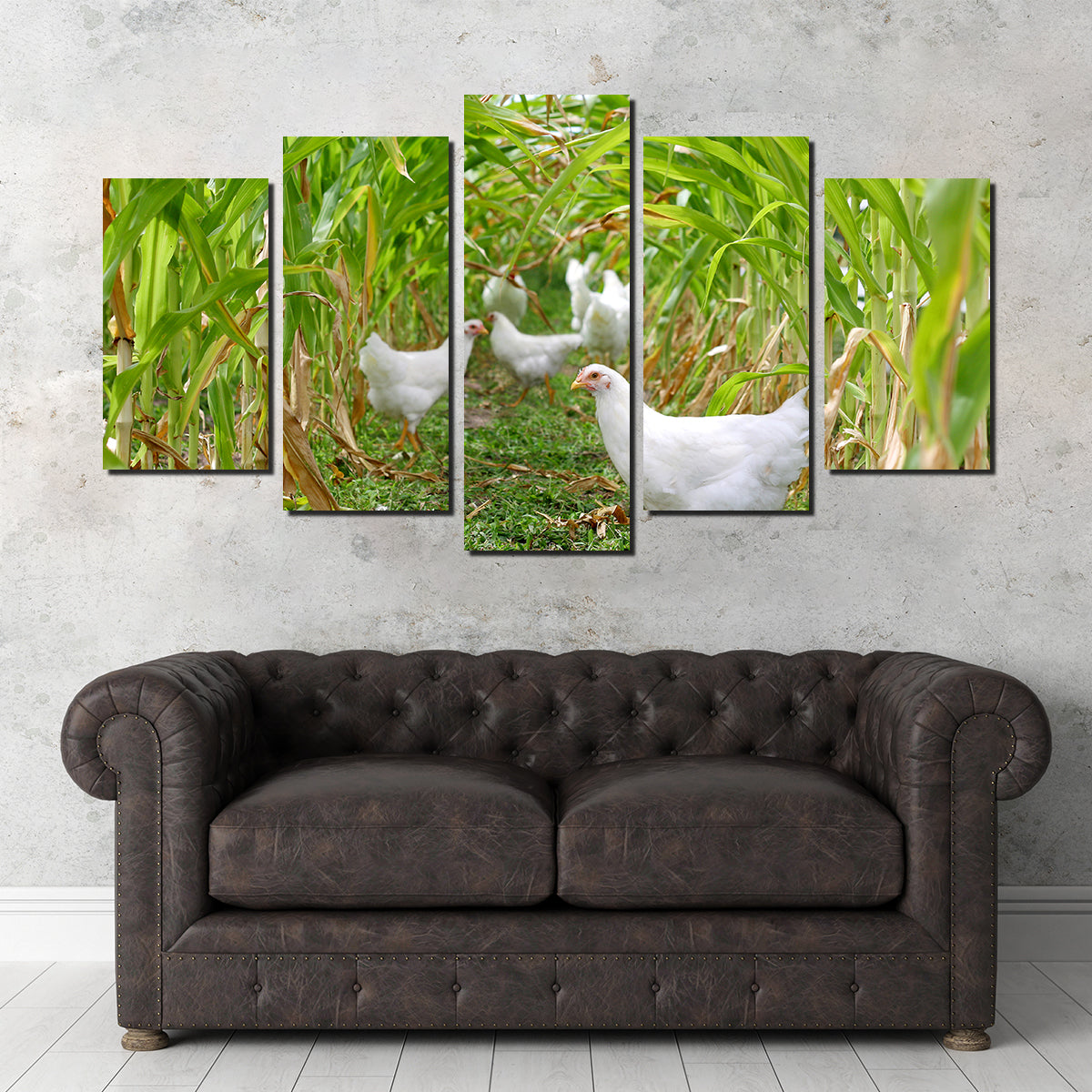 Chickens in Corn Field Wall Art