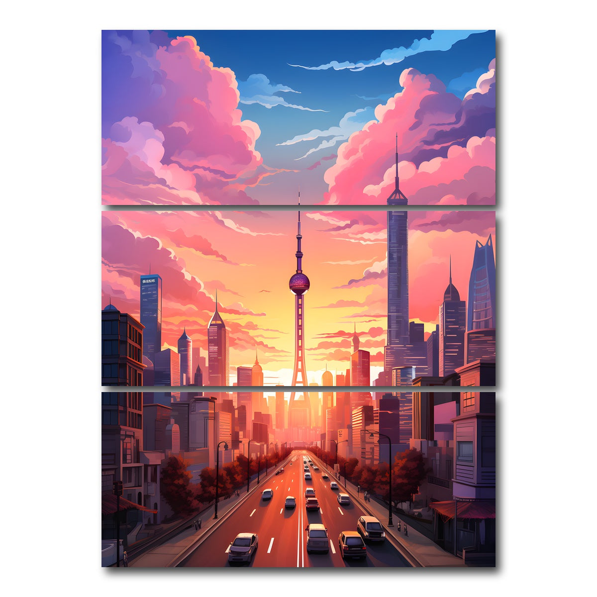 AUTO-MOCKUP WHITE | China - Shanghai | 3 Piece | Gallery Wrap Canvas | group=8x18_stacked