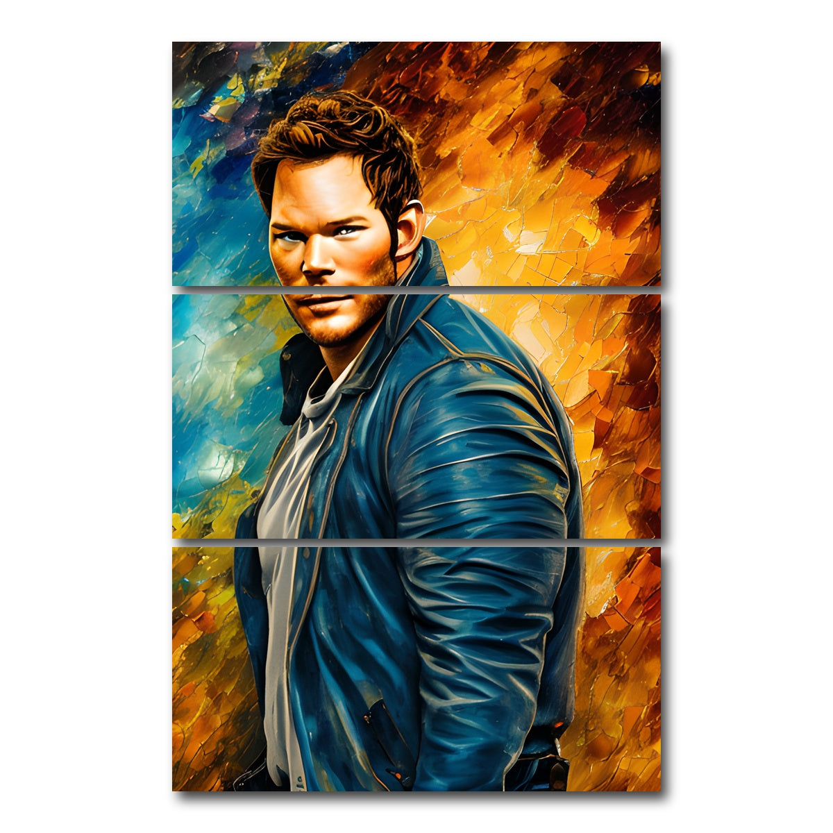 AUTO-MOCKUP WHITE | Chris Pratt | 3 Piece | Gallery Wrap Canvas | group=12x24_stacked