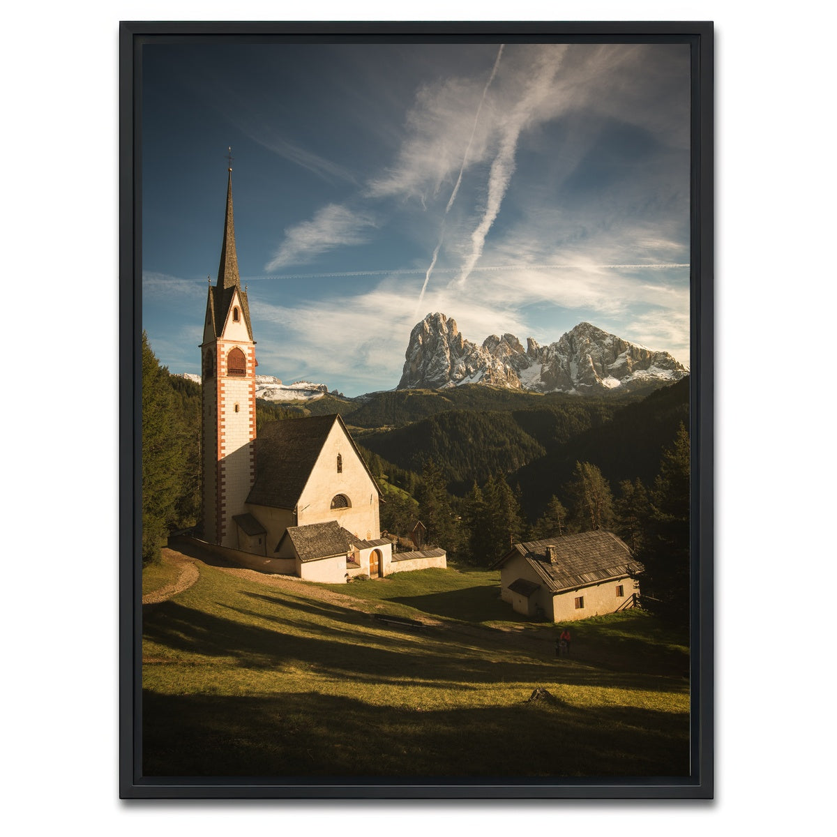 AUTO-MOCKUP WHITE | Church of San Giacomo Ortisei | 1 Piece | Black Framed Canvas | group=3x4