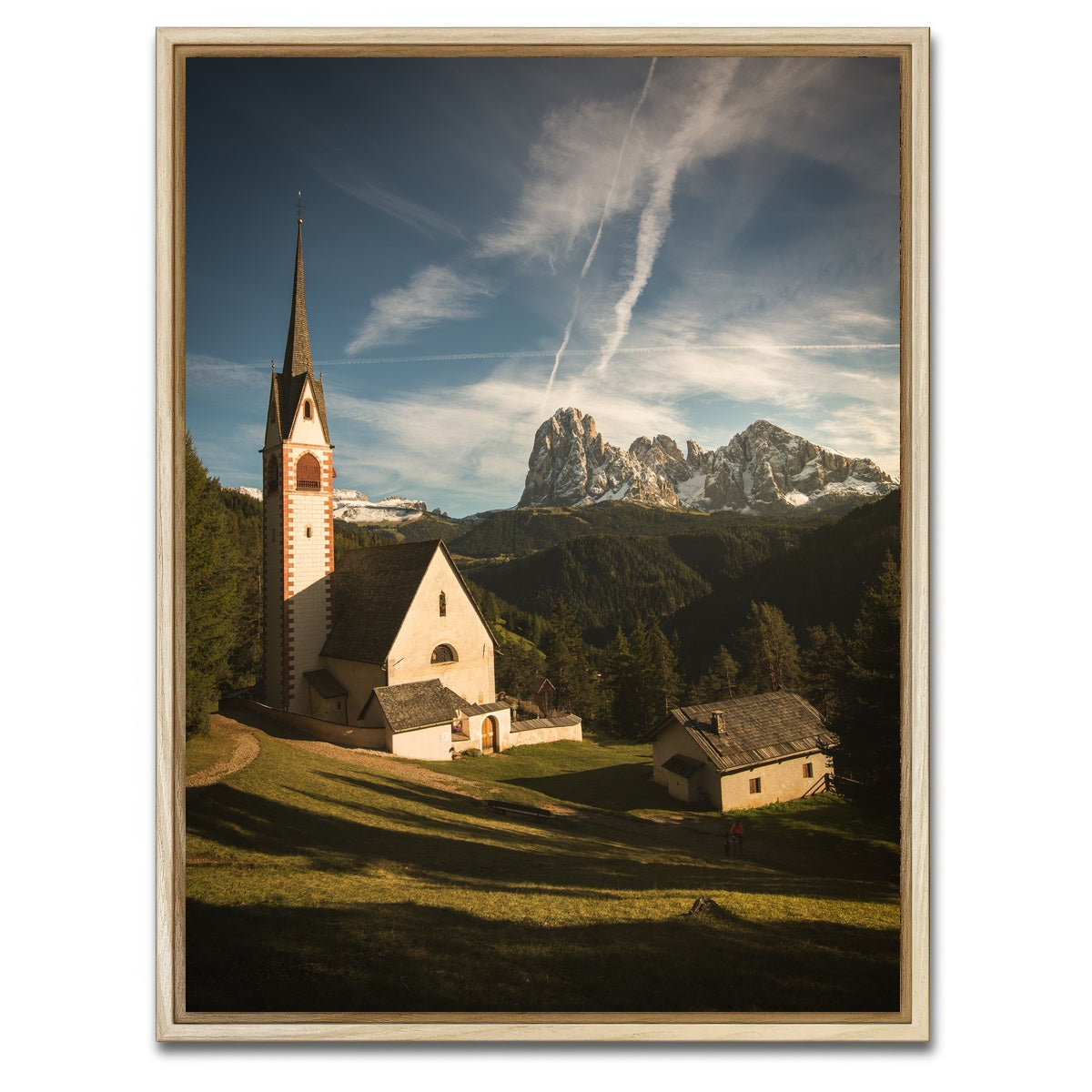 AUTO-MOCKUP WHITE | Church of San Giacomo Ortisei | 1 Piece | Natural Framed Canvas | group=3x4