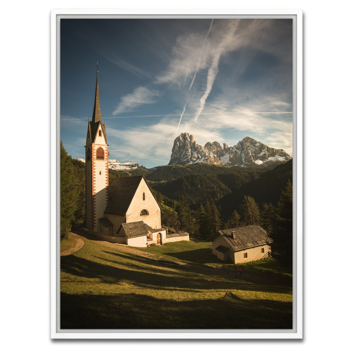 AUTO-MOCKUP WHITE | Church of San Giacomo Ortisei | 1 Piece | White Framed Canvas | group=3x4