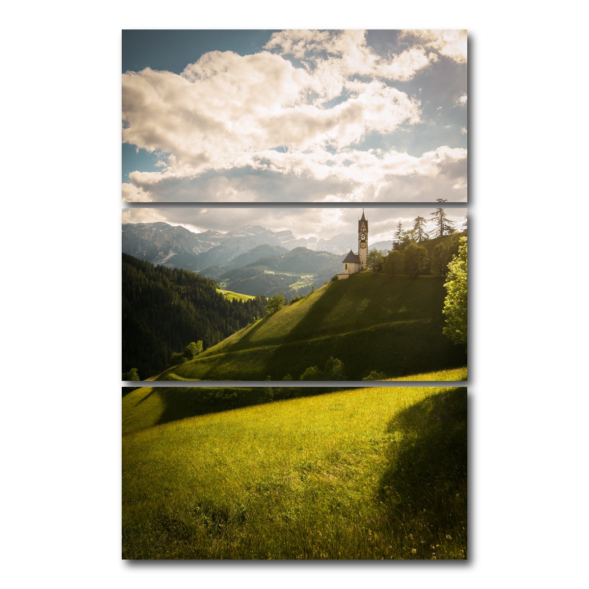 AUTO-MOCKUP WHITE | Church of Santa Barbara | 3 Piece | Gallery Wrap Canvas | group=12x24_stacked