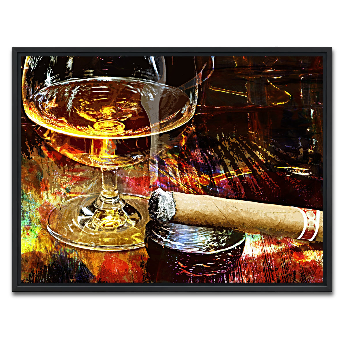 AUTO-MOCKUP WHITE | Cigar and Whiskey | 1 Piece | Black Framed Canvas | group=4x3