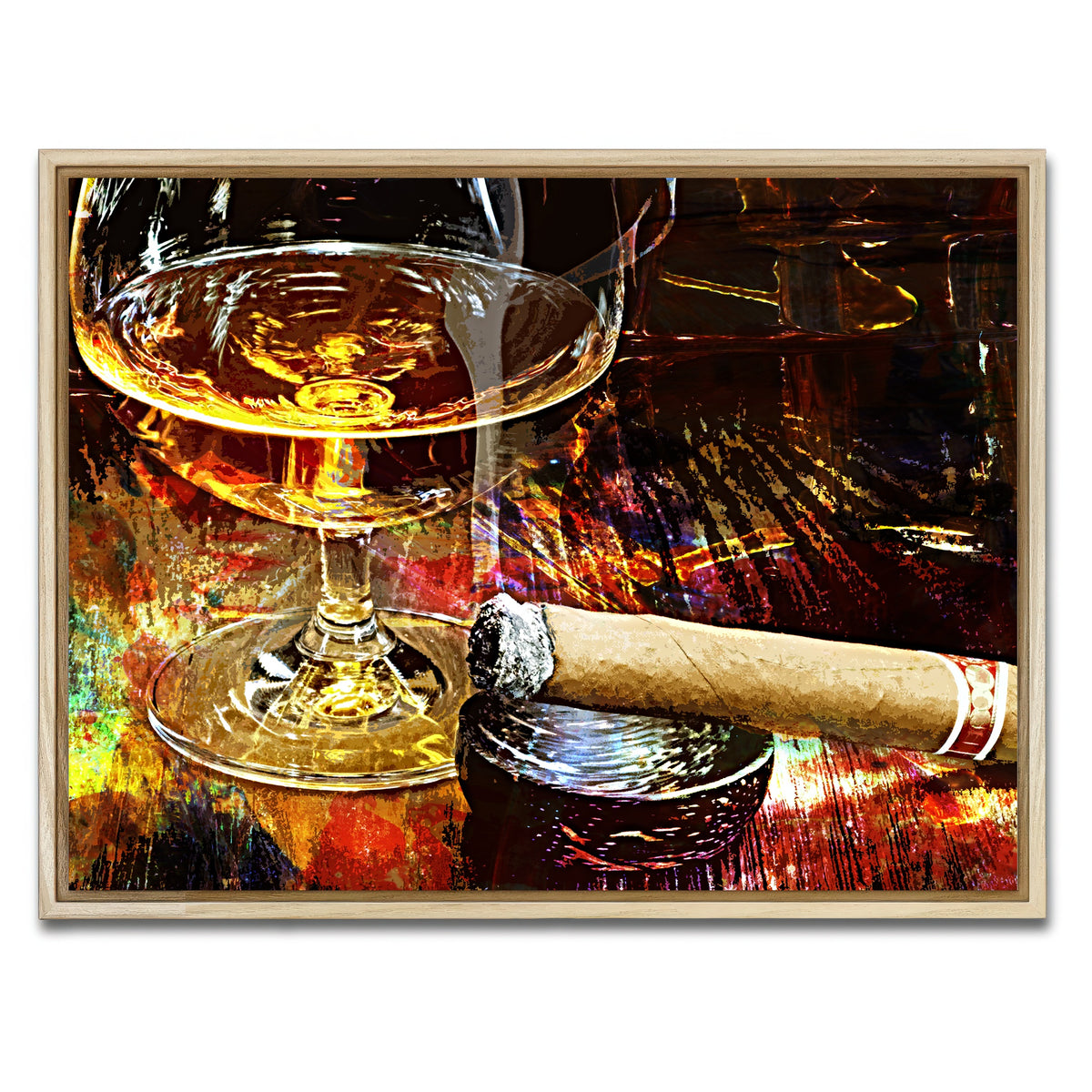 AUTO-MOCKUP WHITE | Cigar and Whiskey | 1 Piece | Natural Framed Canvas | group=4x3