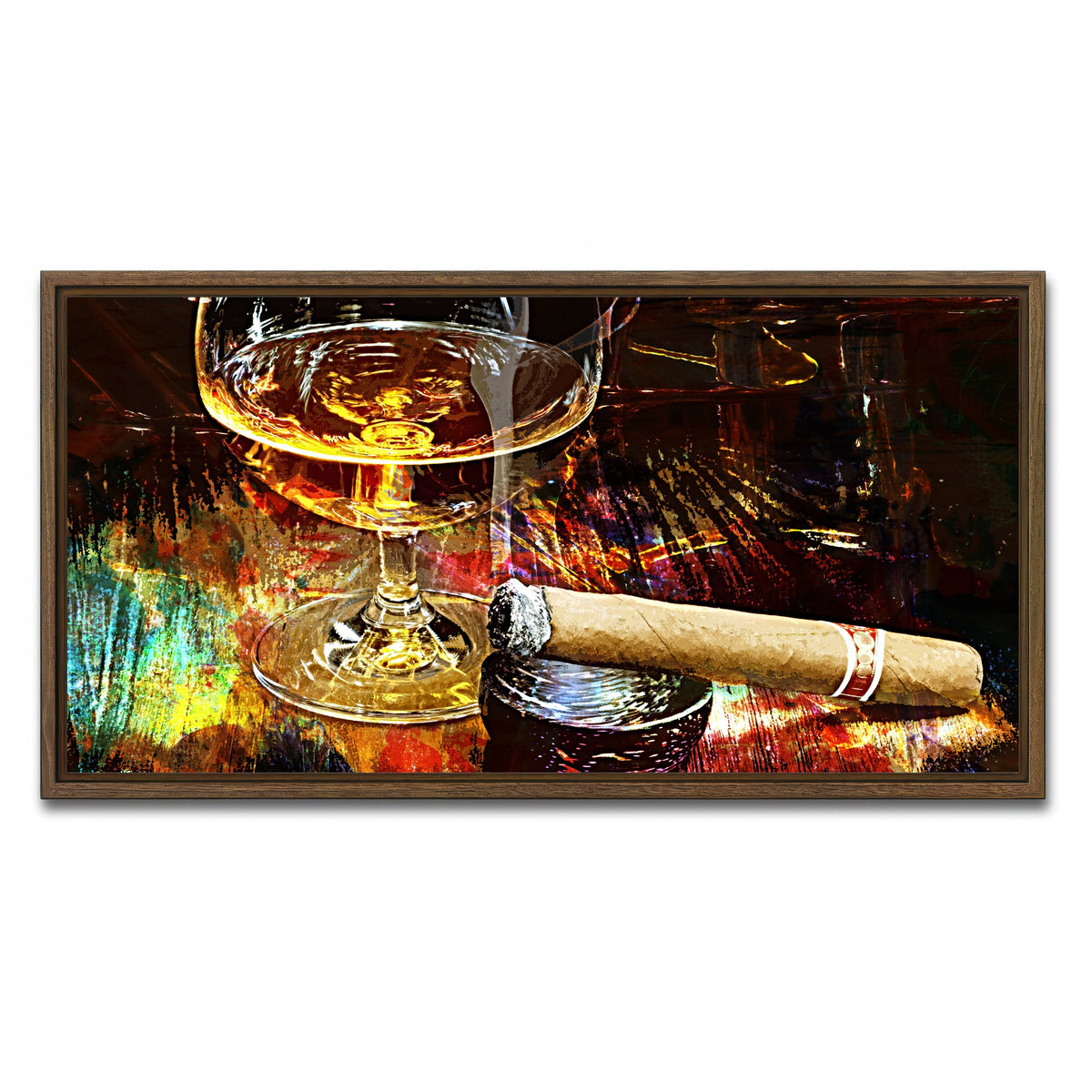 AUTO-MOCKUP WHITE | Cigar and Whiskey | 1 Piece | Walnut Framed Canvas | group=2x1