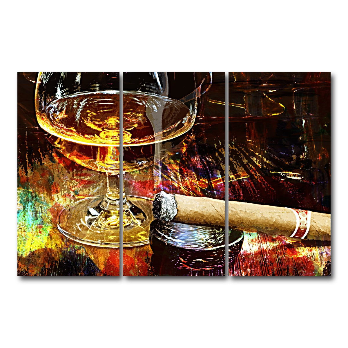 AUTO-MOCKUP WHITE | Cigar and Whiskey | 3 Piece | Gallery Wrap Canvas | group=12x24