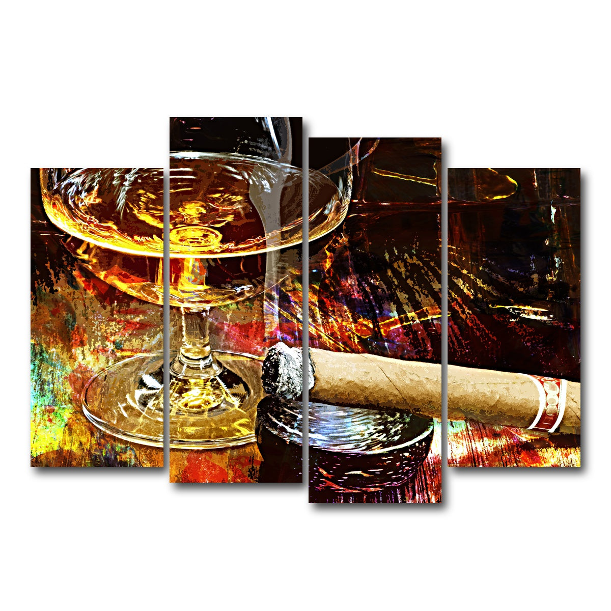AUTO-MOCKUP WHITE | Cigar and Whiskey | 4 Piece | Gallery Wrap Canvas | group=4_normal