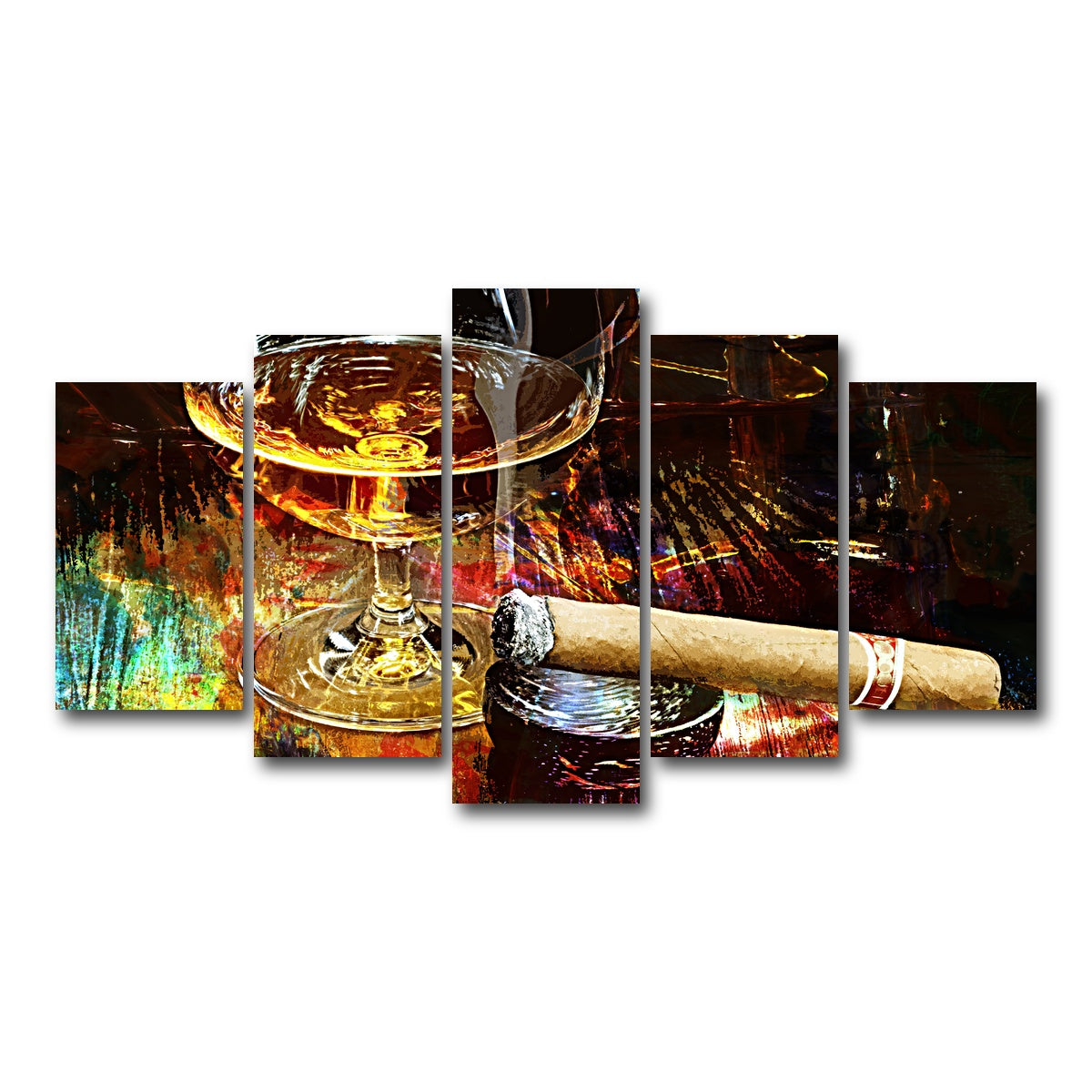 AUTO-MOCKUP WHITE | Cigar and Whiskey | 5 Piece | Gallery Wrap Canvas | group=5_normal