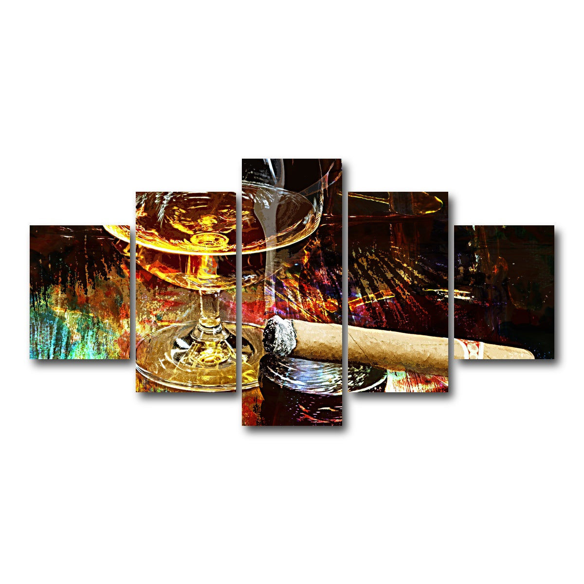AUTO-MOCKUP WHITE | Cigar and Whiskey | 5 Piece | Gallery Wrap Canvas | group=5_short