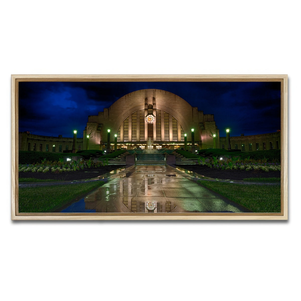 AUTO-MOCKUP WHITE | Cincinnati Union Terminal Reflection | 1 Piece | Natural Framed Canvas | group=2x1