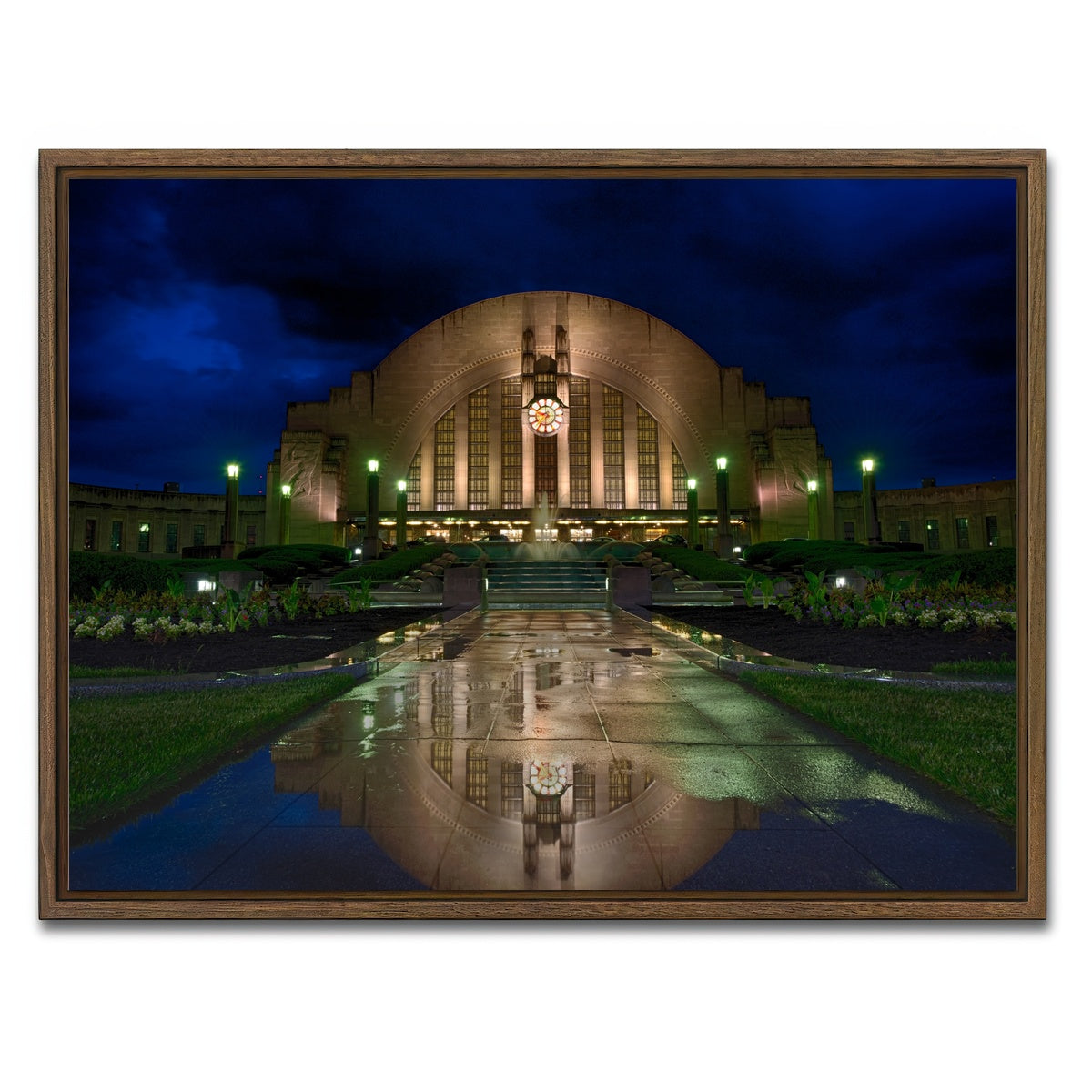 AUTO-MOCKUP WHITE | Cincinnati Union Terminal Reflection | 1 Piece | Walnut Framed Canvas | group=4x3