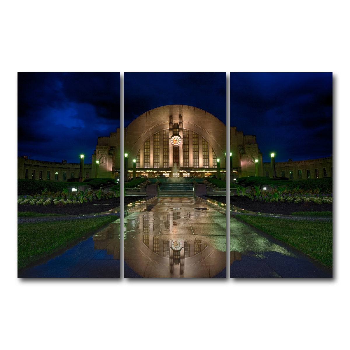 AUTO-MOCKUP WHITE | Cincinnati Union Terminal Reflection | 3 Piece | Gallery Wrap Canvas | group=12x24