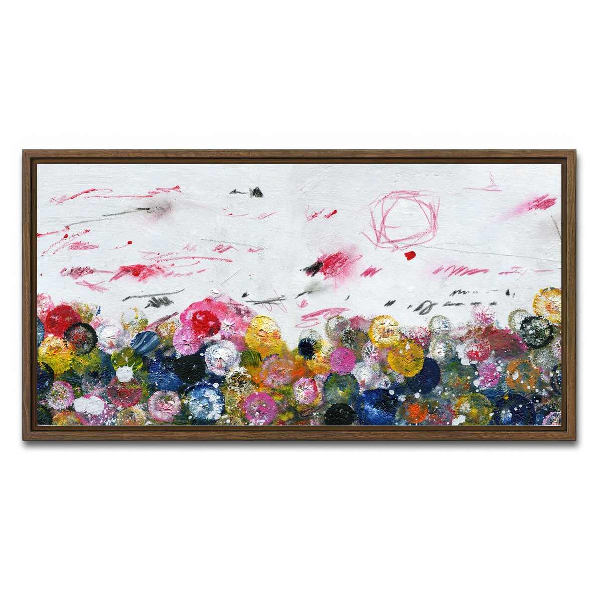 AUTO-MOCKUP WHITE | Circle Prints | 1 Piece | Walnut Framed Canvas | group=2x1