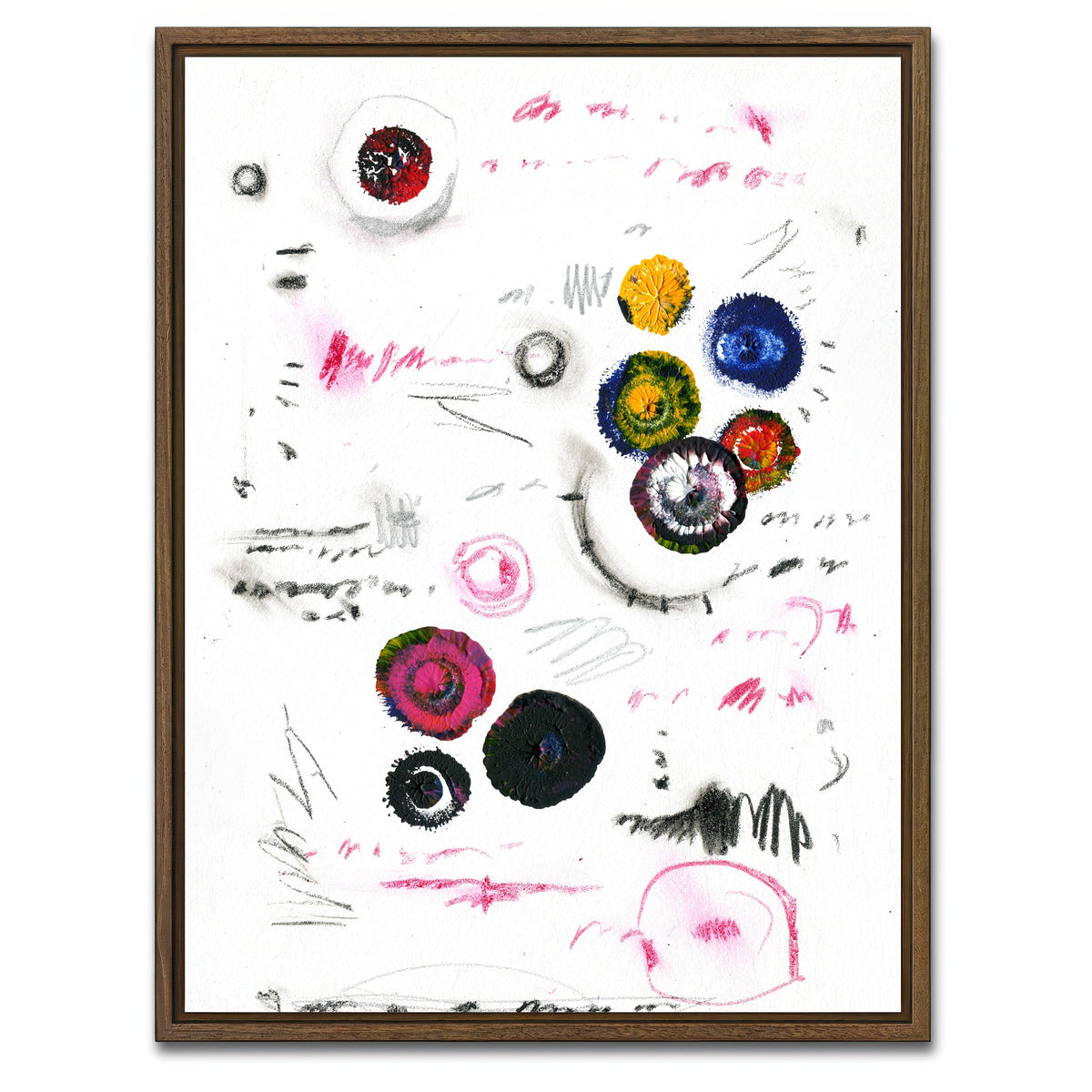 AUTO-MOCKUP WHITE | Circle color | 1 Piece | Walnut Framed Canvas | group=3x4