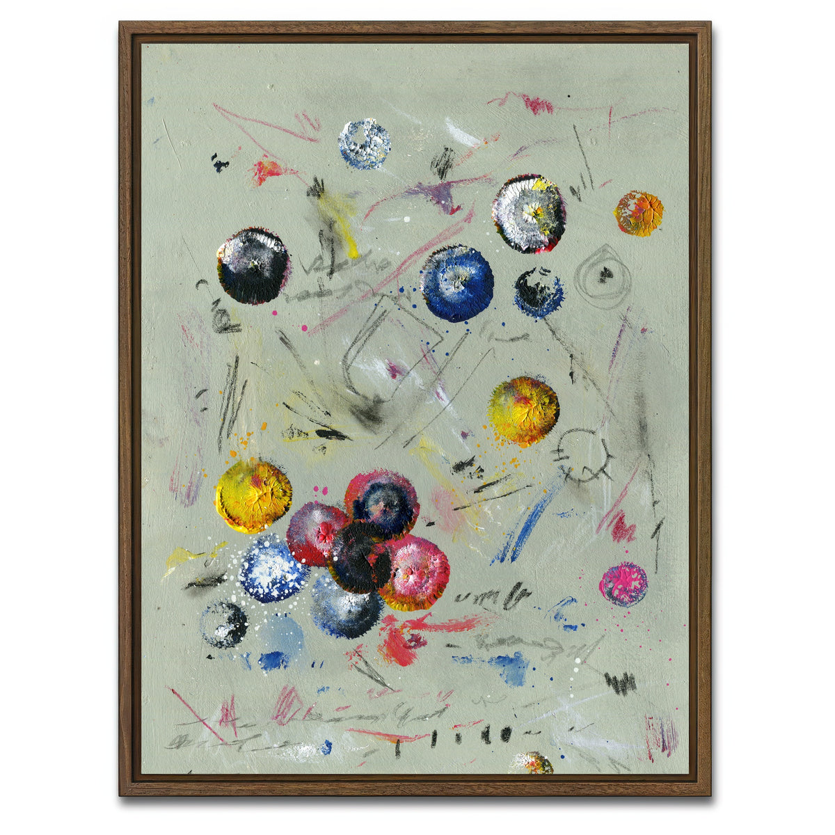 AUTO-MOCKUP WHITE | Circle green | 1 Piece | Walnut Framed Canvas | group=3x4