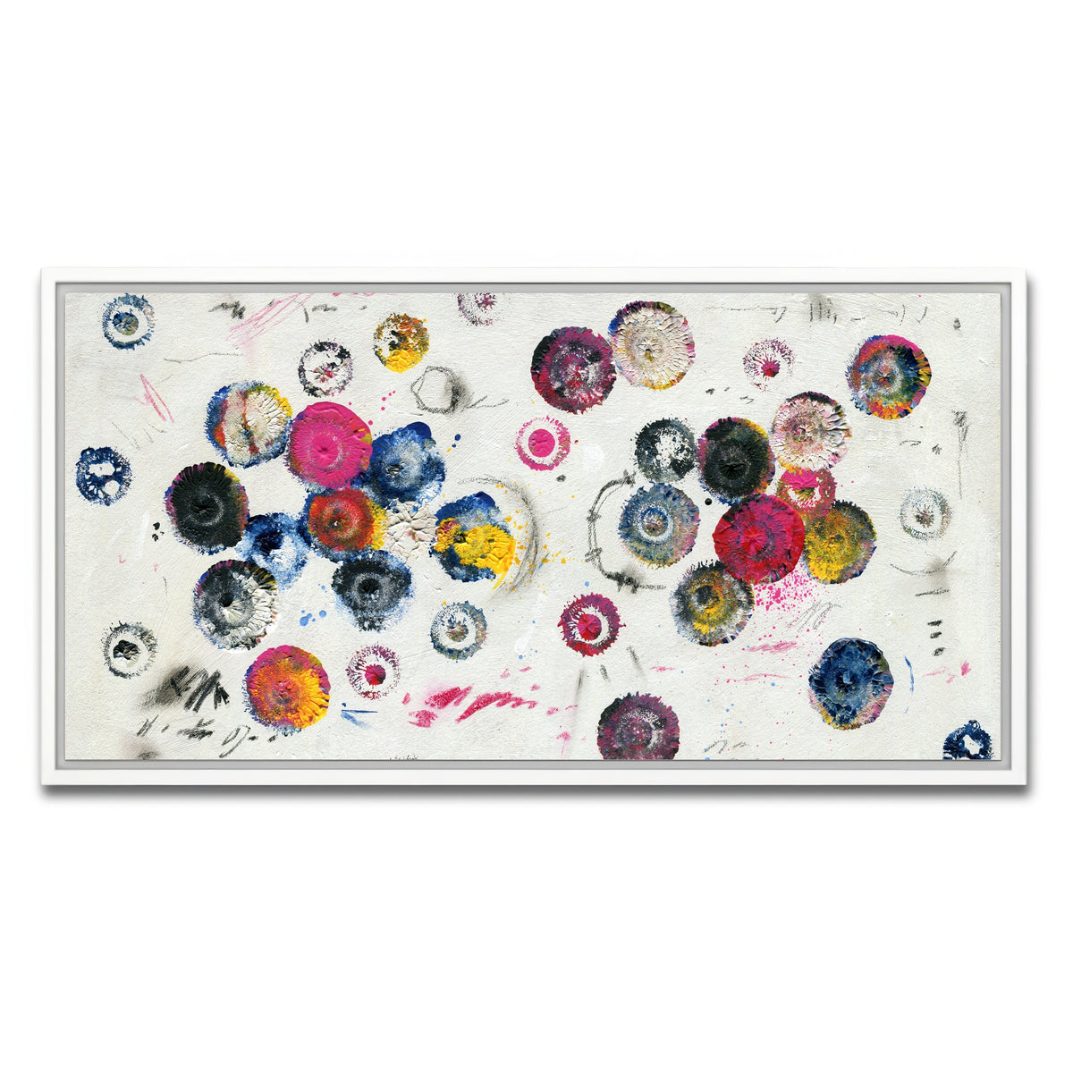 AUTO-MOCKUP WHITE | Circle pink | 1 Piece | White Framed Canvas | group=2x1