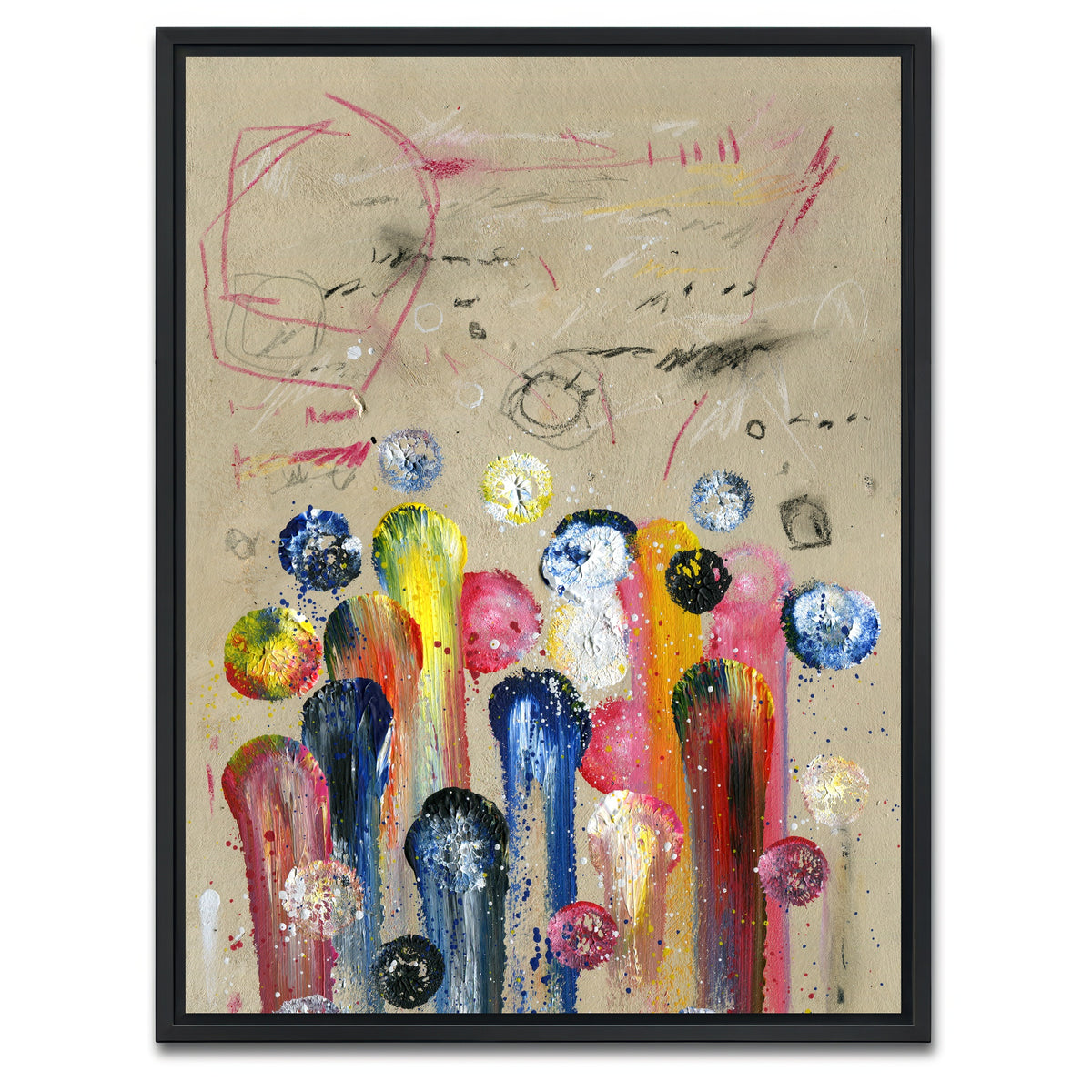 AUTO-MOCKUP WHITE | Circle yellow | 1 Piece | Black Framed Canvas | group=3x4