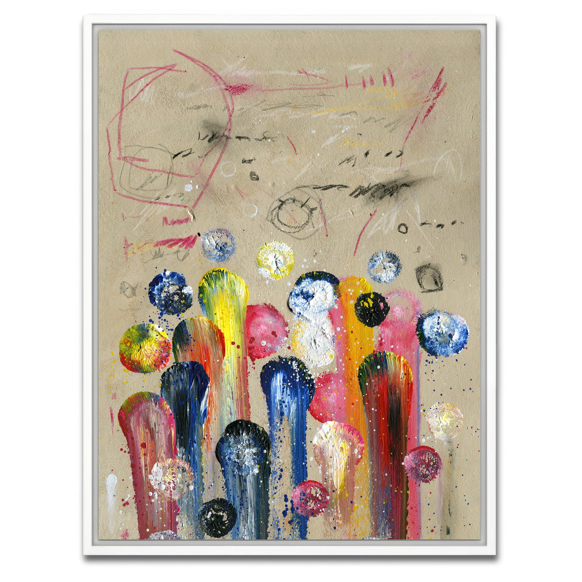 AUTO-MOCKUP WHITE | Circle yellow | 1 Piece | White Framed Canvas | group=3x4