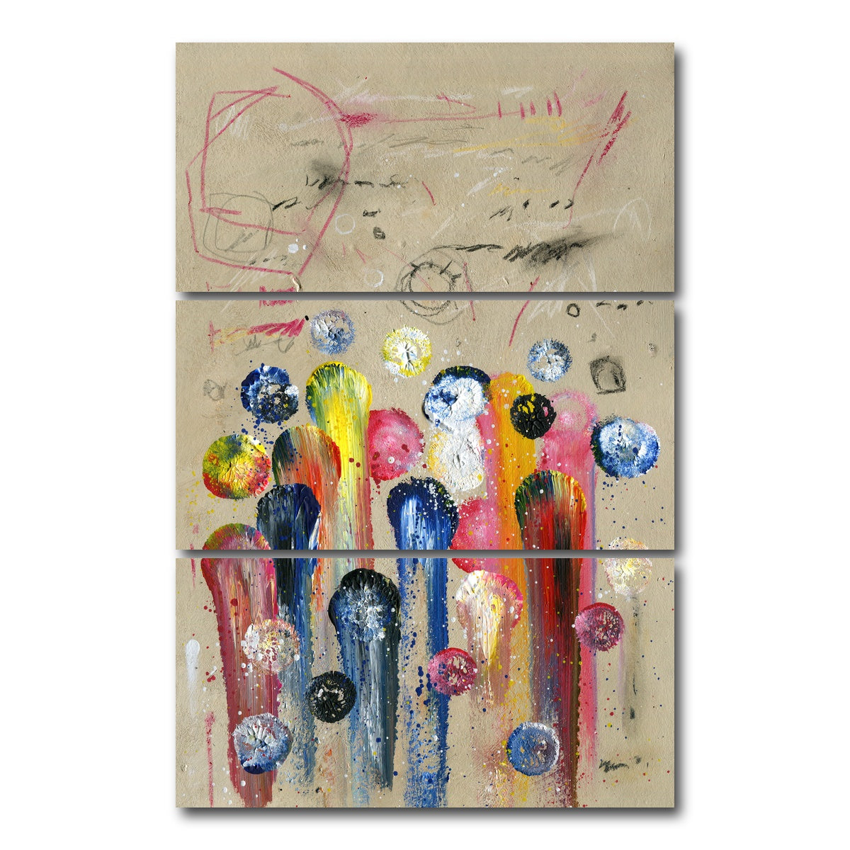 AUTO-MOCKUP WHITE | Circle yellow | 3 Piece | Gallery Wrap Canvas | group=12x24_stacked