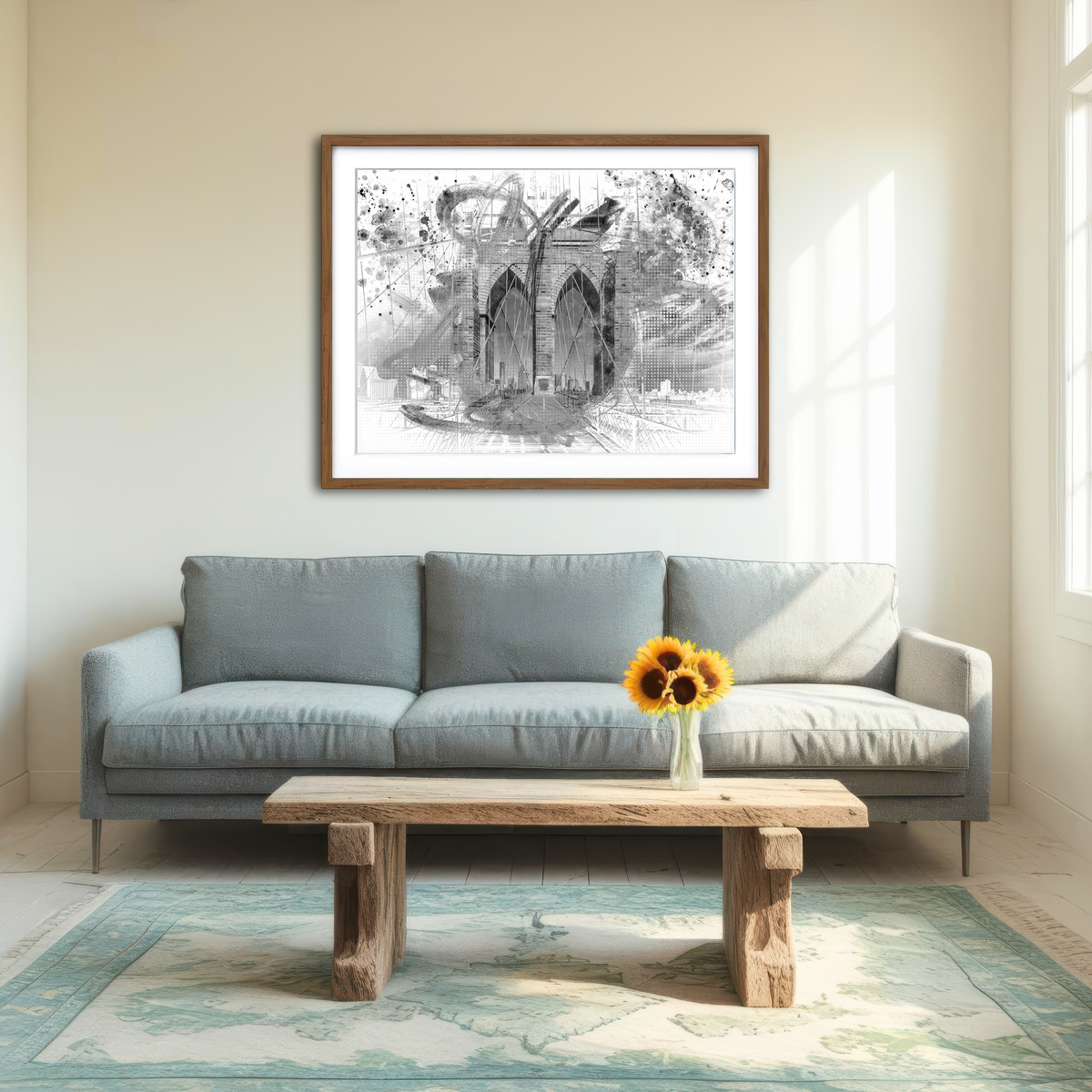 AUTO-MOCKUP ROOM | City Art Brooklyn Bridge Wall Art