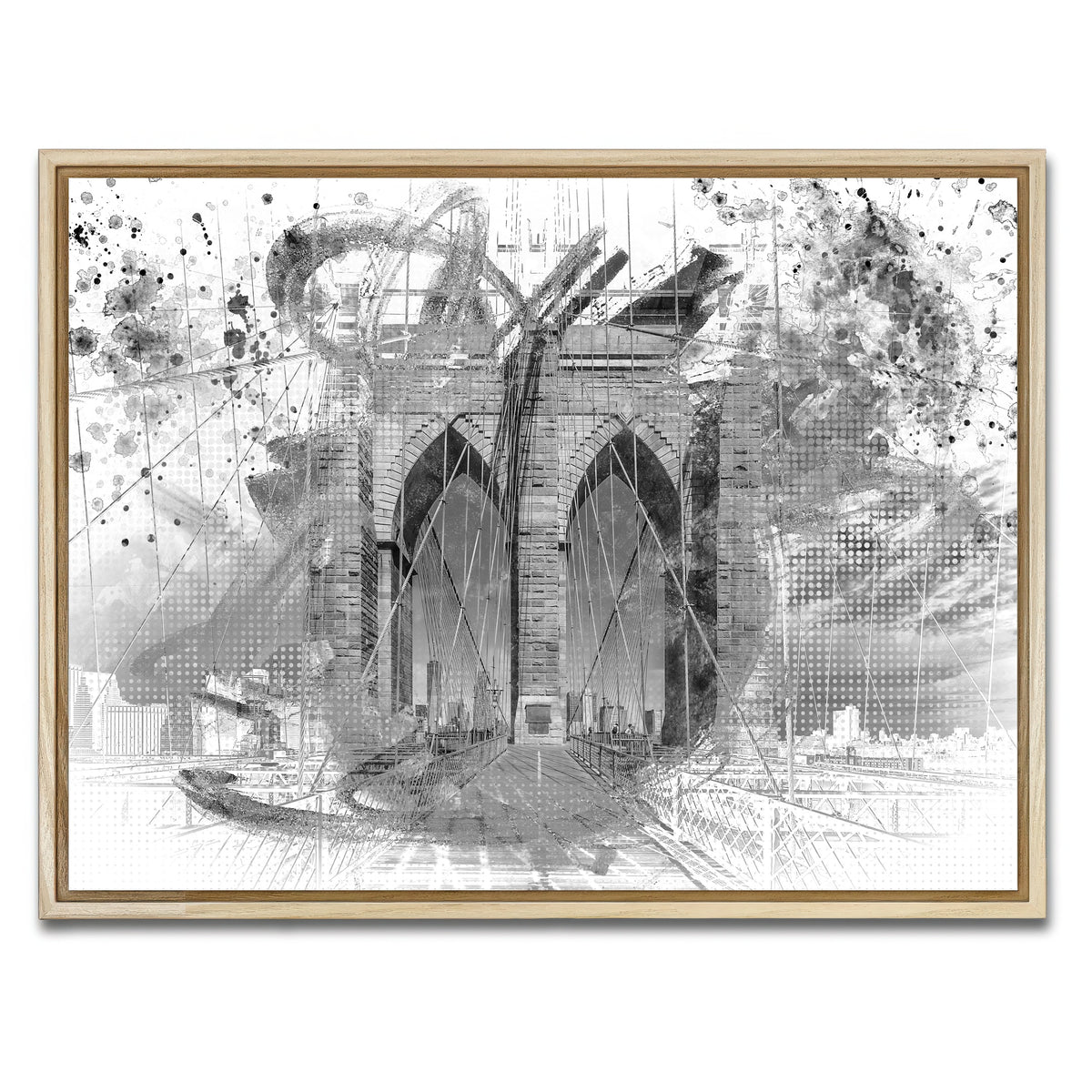 AUTO-MOCKUP WHITE | City Art Brooklyn Bridge | 1 Piece | Natural Framed Canvas | group=4x3