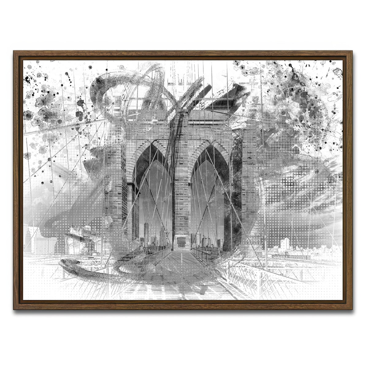 AUTO-MOCKUP WHITE | City Art Brooklyn Bridge | 1 Piece | Walnut Framed Canvas | group=4x3