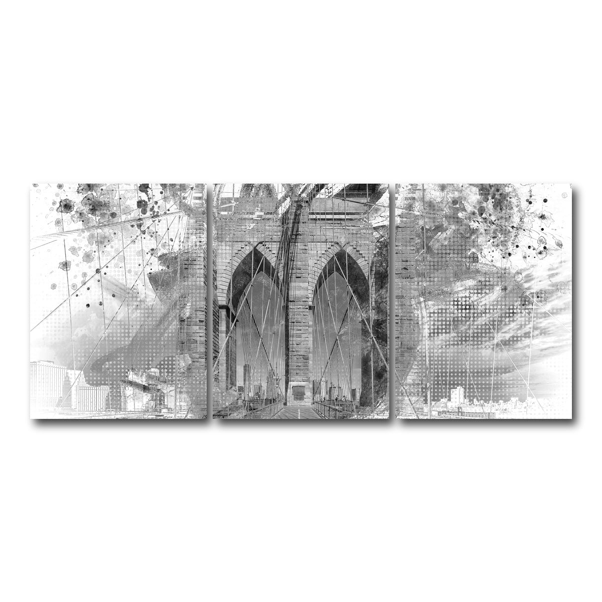 AUTO-MOCKUP WHITE | City Art Brooklyn Bridge | 3 Piece | Gallery Wrap Canvas | group=18x24