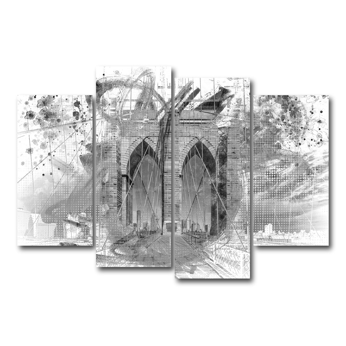 AUTO-MOCKUP WHITE | City Art Brooklyn Bridge | 4 Piece | Gallery Wrap Canvas | group=4_short