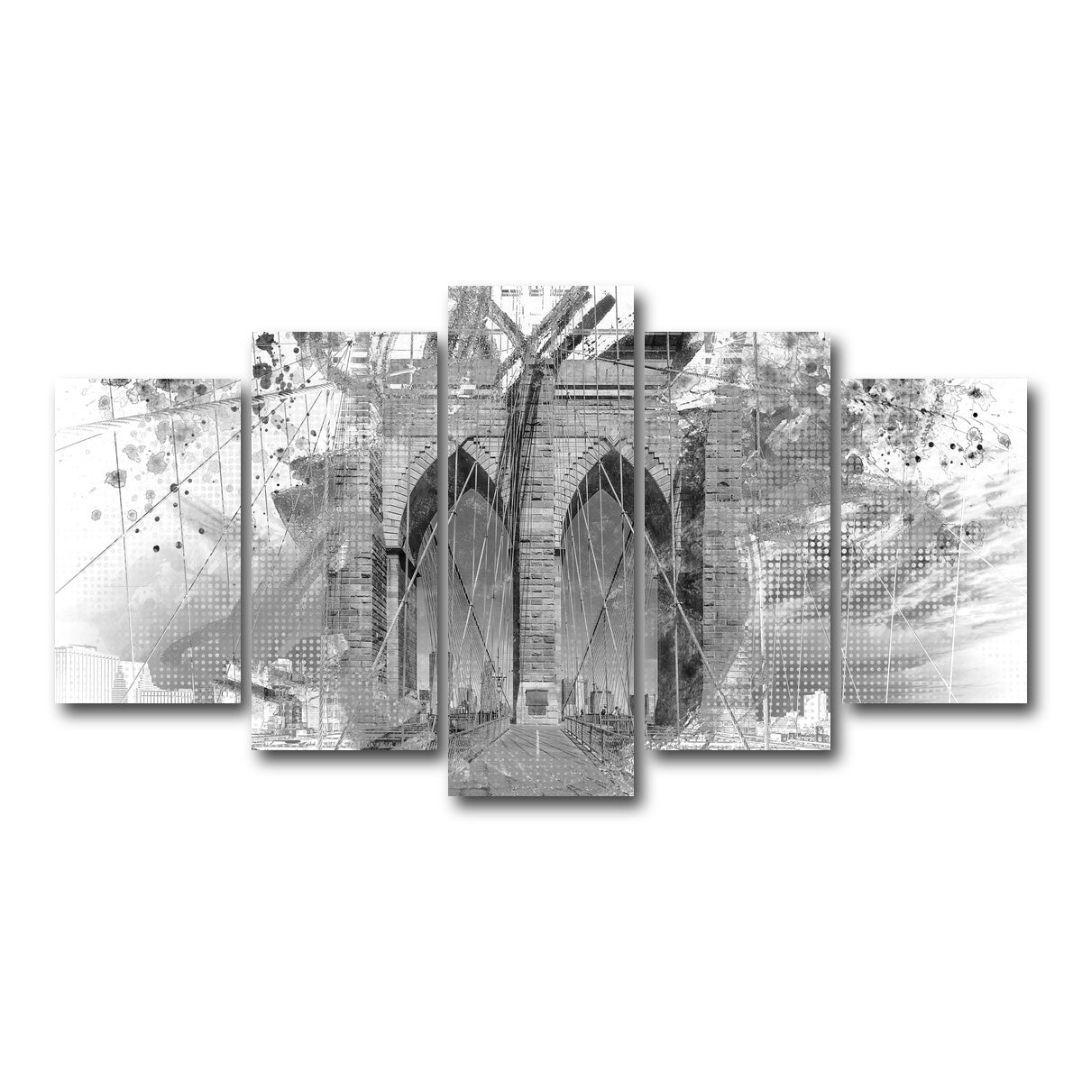 AUTO-MOCKUP WHITE | City Art Brooklyn Bridge | 5 Piece | Gallery Wrap Canvas | group=5_normal