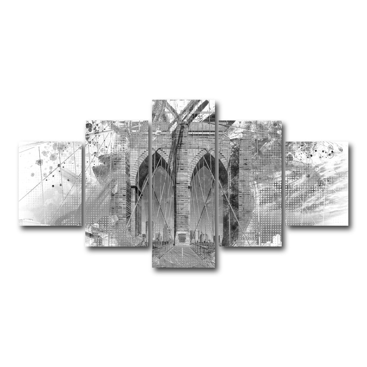 AUTO-MOCKUP WHITE | City Art Brooklyn Bridge | 5 Piece | Gallery Wrap Canvas | group=5_short