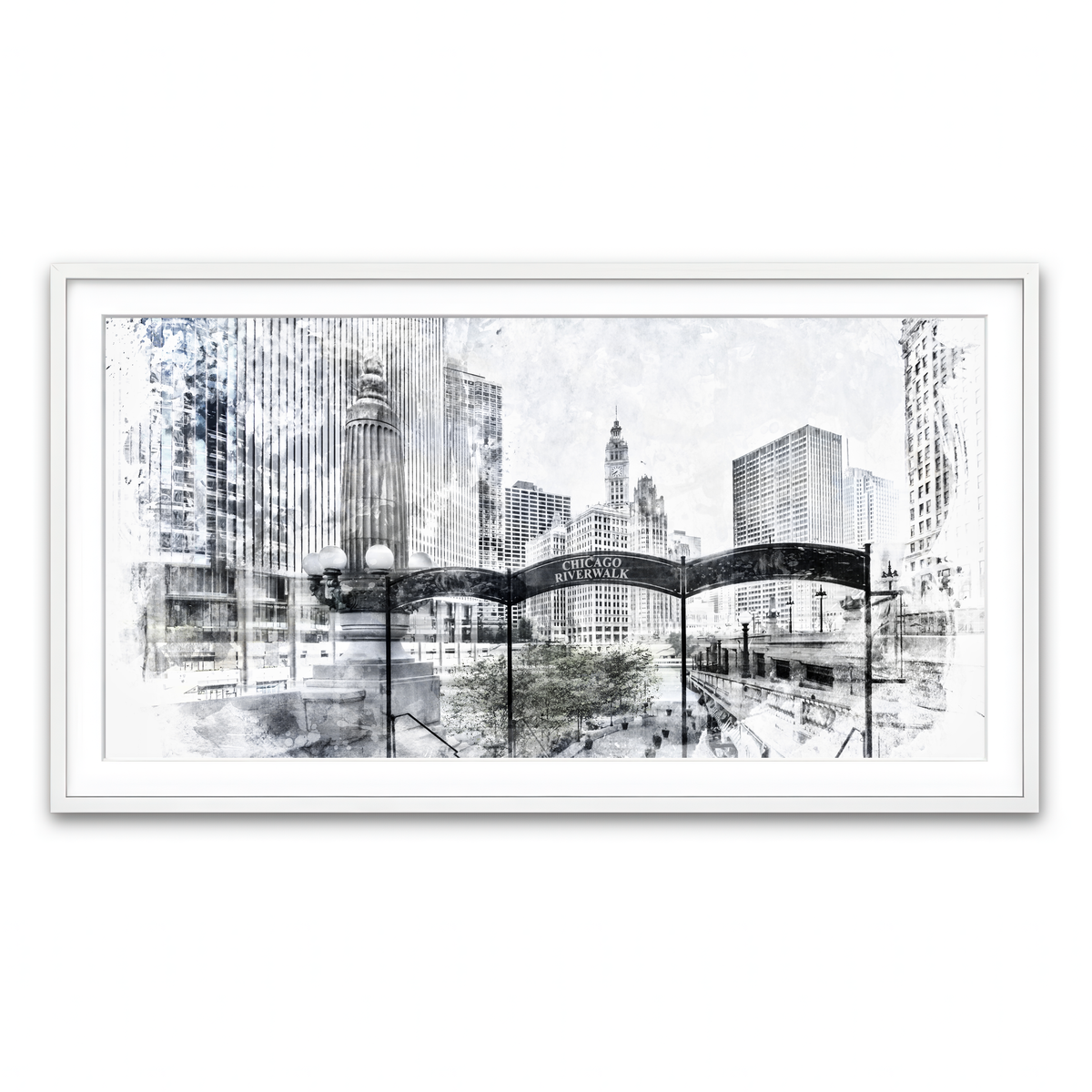 Framed Print 2x1 White