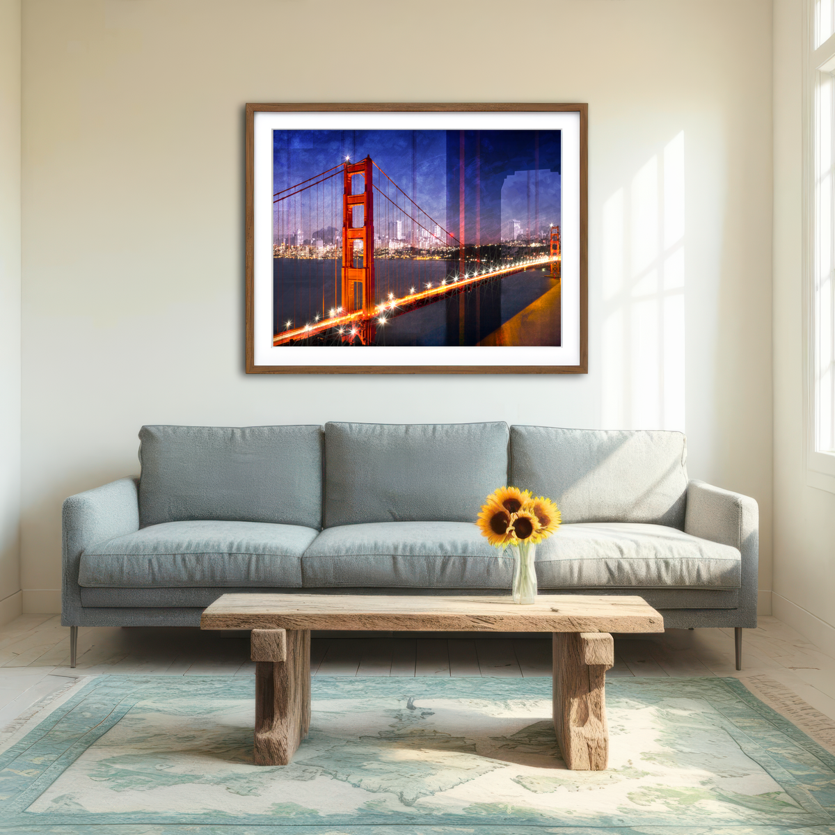 AUTO-MOCKUP ROOM | City Art Golden Gate Bridge Composing Wall Art