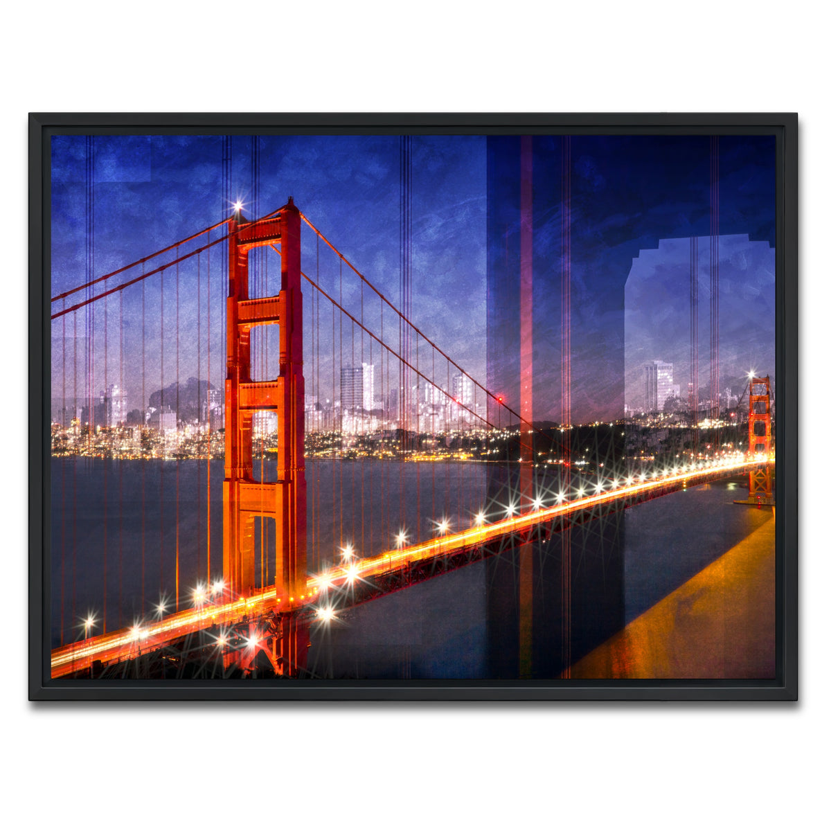 AUTO-MOCKUP WHITE | City Art Golden Gate Bridge Composing | 1 Piece | Black Framed Canvas | group=4x3