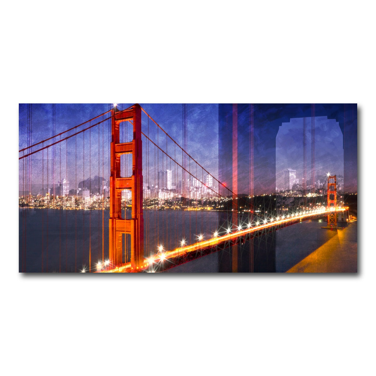 AUTO-MOCKUP WHITE | City Art Golden Gate Bridge Composing | 1 Piece | Gallery Wrap Canvas | group=2x1