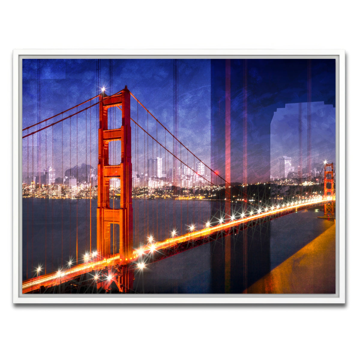 AUTO-MOCKUP WHITE | City Art Golden Gate Bridge Composing | 1 Piece | White Framed Canvas | group=4x3