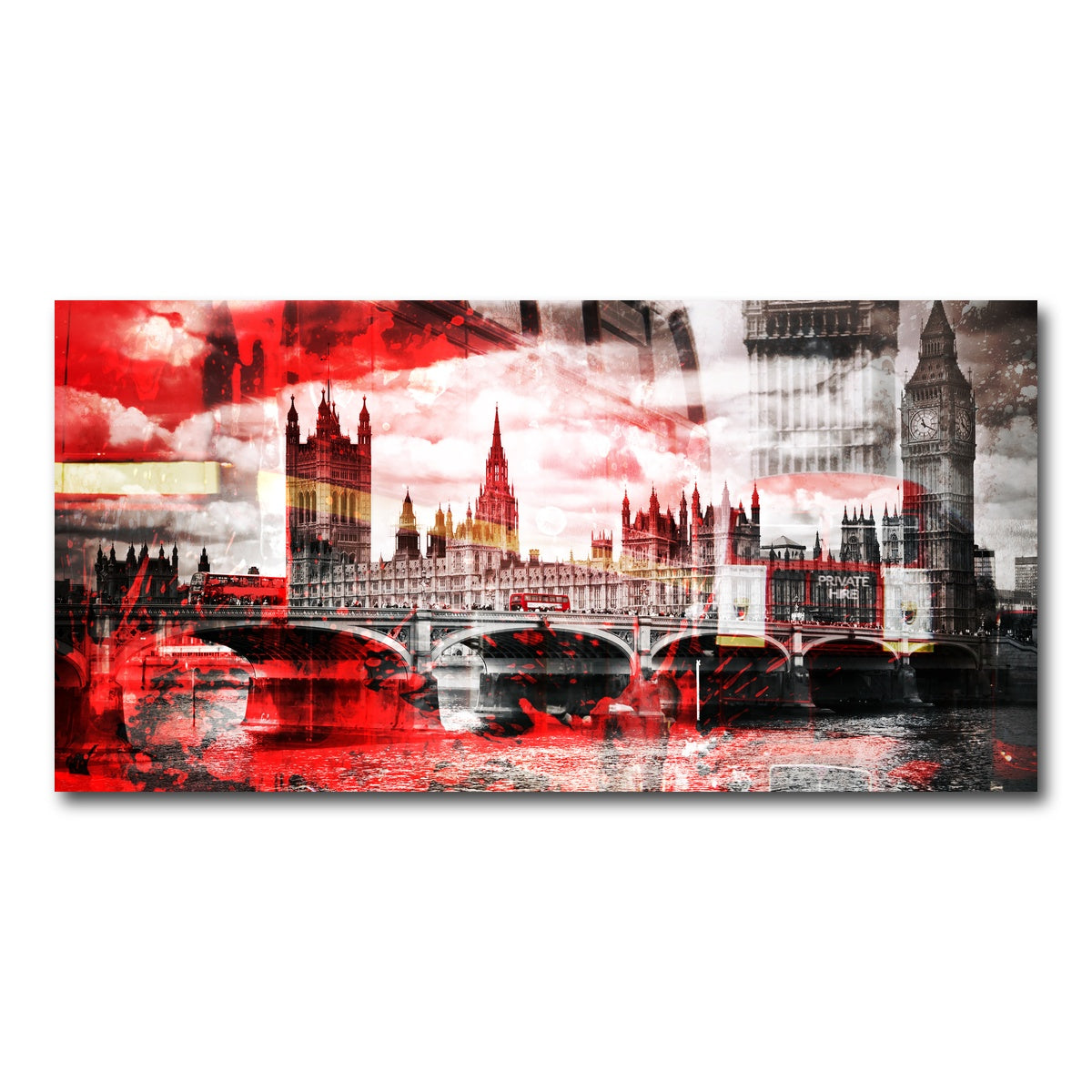 AUTO-MOCKUP WHITE | City Art LONDON Red Bus Composing | 1 Piece | Gallery Wrap Canvas | group=2x1