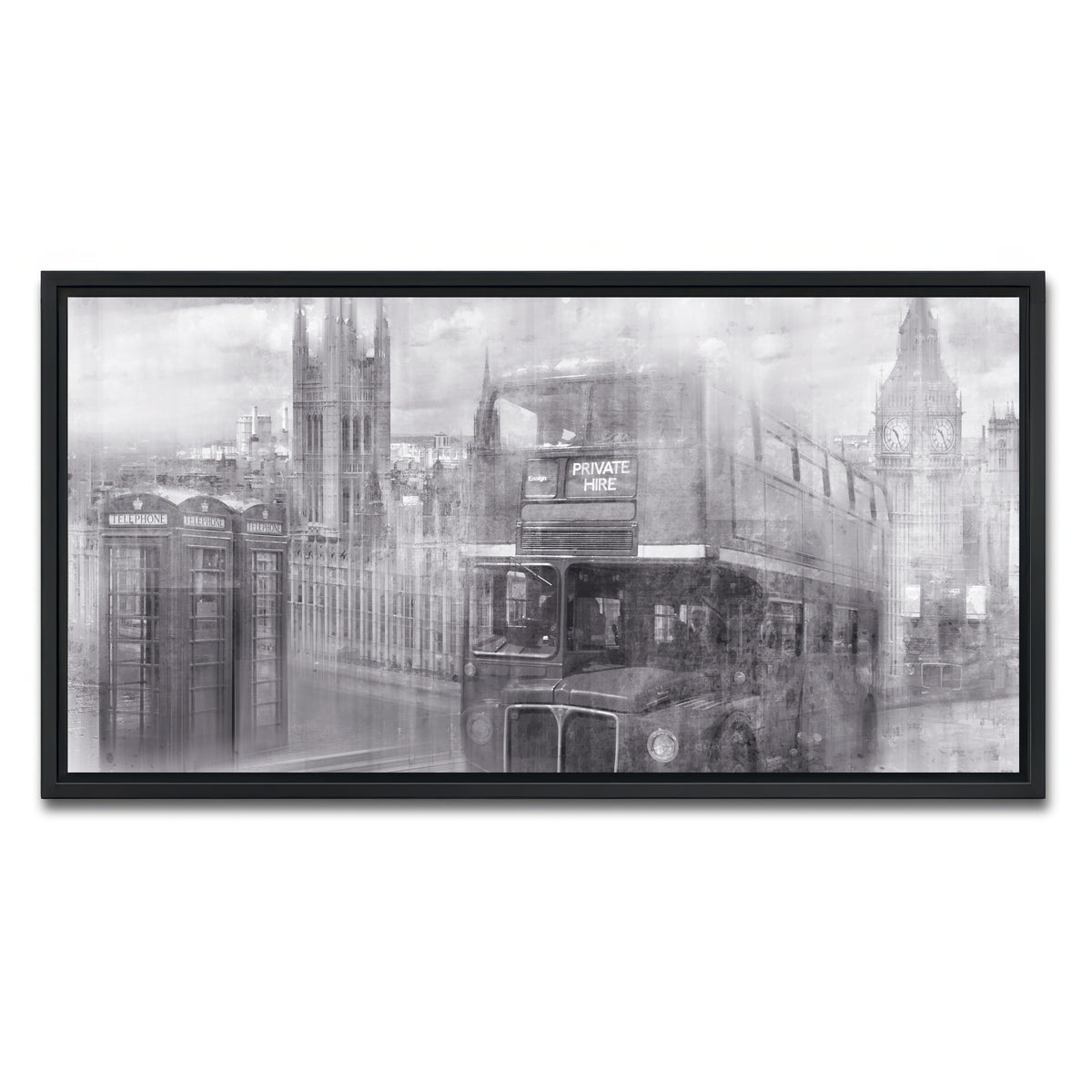 AUTO-MOCKUP WHITE | City Art LONDON Westminster Collage | 1 Piece | Black Framed Canvas | group=2x1