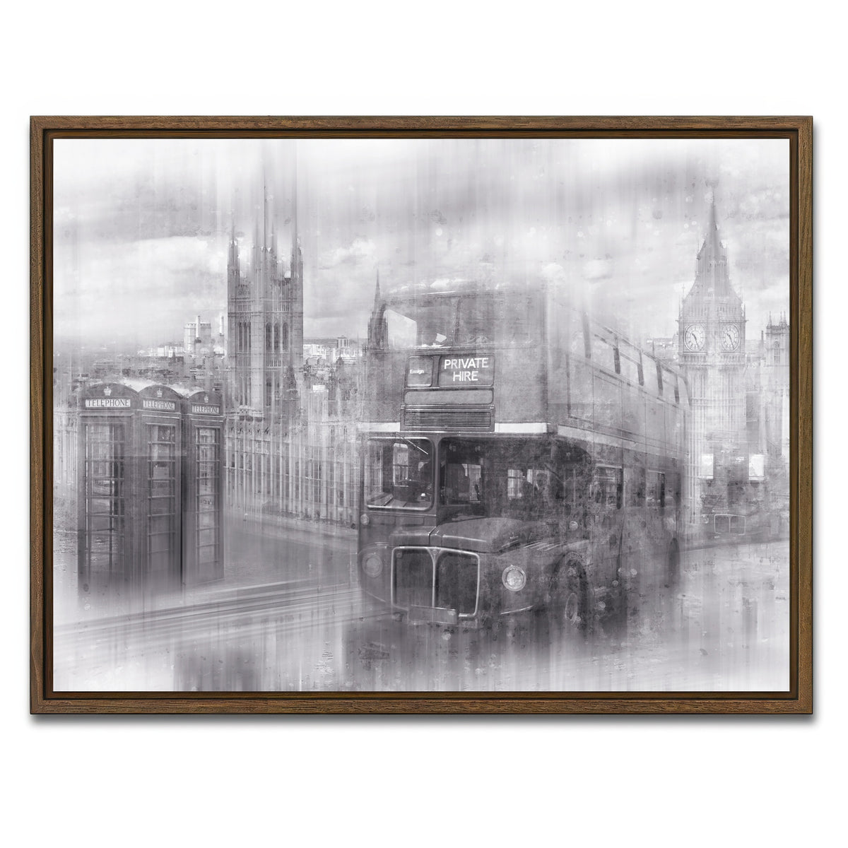 AUTO-MOCKUP WHITE | City Art LONDON Westminster Collage | 1 Piece | Walnut Framed Canvas | group=4x3